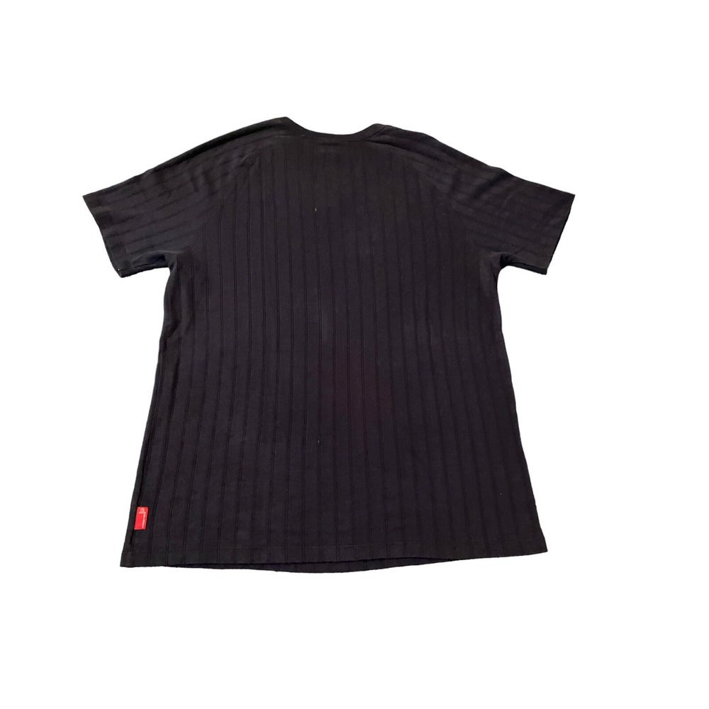 Guess Mens Large Black Ribbed V-Neck Raglan Short Sleeve T-Shirt Knit Top - Picture 9 of 12